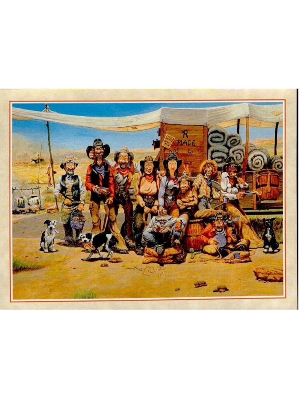6-Pk VTG New Leanin Tree Birthday Cards EATIN' OUT Cowboy Western Boots Reynolds